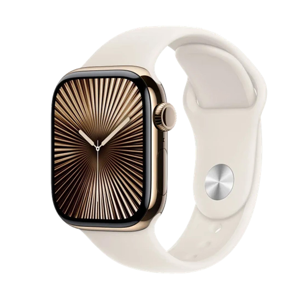 16566546 Apple Watch 10, 46 mm, Gold Titanium Stainless steel, Starlight Sport Band, S/M — изображение 1